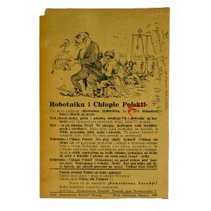 [ANTYSEMITYZM] Ulotka antysemicka Robotniku i Chłopie Polski! - Samoobrona Narodu, Poznań 1937r.