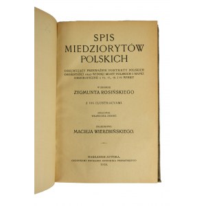 ROSIŃSKI Zygmunt - Spis miedziorytów polskich w zbiorze Zygmunta Rosińskiego z 106 ilustracyami, 1918r., nakładem autora, RZADKIE