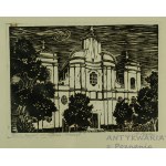 KĘPKA Marian - [linoryt] Łowicz, Kościół OO. Pjarów, 19 x 14cm