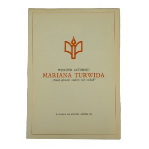 [ZAPROSZENIE] Wieczór autorski Mariana Turwida Tutaj gdziem cudów nie szukał, Bydgoskie Dni Kultury i Sztuki 1979, nakład 150 egz.