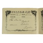 [TELEGRAM[ Przedwojenny telegram z godłem Polski, blankiet ozdobny nadany 13.IV.1938r., 21 x 14,8cm, rozkładany
