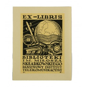 TOM Józef - Exlibris Biblioteki im. Miłosza Składkowskiego Państwowy Instytut Telekomunikacyjny, sygnowany, 7,5 x 9,6cm