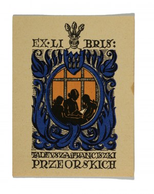 Exlibris Tadeusza i Franciszki Przeorskich, 5,8 x 7,7cm