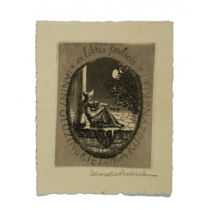 Exlibris poeticis Janiny Gluzińskiej-Makuszyńskiej, sygnowany, 7,5 x 9,7cm