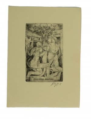 Exlibris Eugeniusz Roszak, sygnowany, 9 x 12,3cm