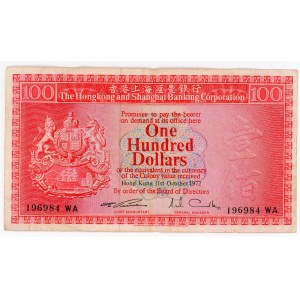 Hong Kong & Shanghai Banknig Corporation 100 Dollars 1972