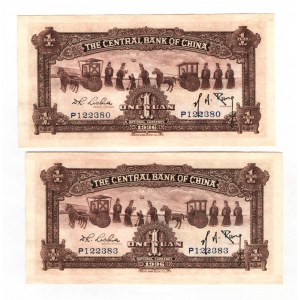 China Central Bank of China 2 x 1 Yuan 1936