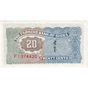 China Farmers Bank of China 20 Cents 1937
