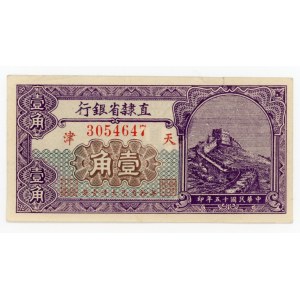 China Tientsin Provincial Bank of Chihli 10 Cents 1926