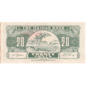 China Hainan Bank 20 Cents 1949