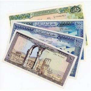 Lebanon Lot of 4 Banknotes 1989