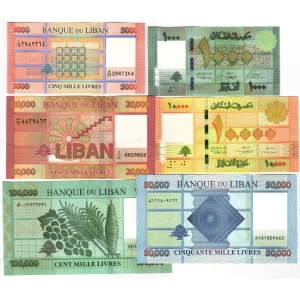 Lebanon Lot of 6 Banknotes Livres 2014 - 2020