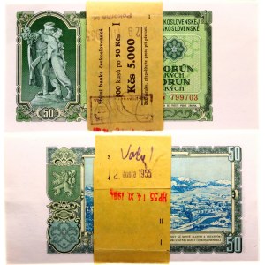 Czechoslovakia Original Bundle With 100 Banknotes 50 Korun 1953 Consecutive Numbers