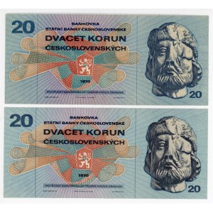 Czechoslovakia 2 x 20 Korun 1970
