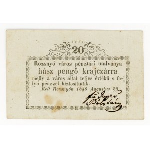 Hungary Rozsnyó 20 Pengo 1849
