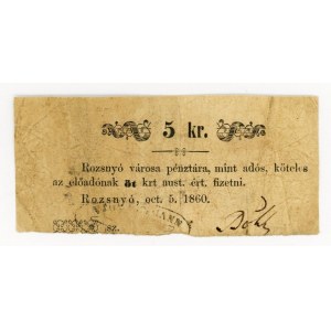 Hungary Rozsnyó 5 Krajczar 1860