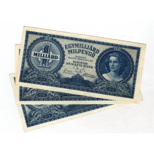 Hungary 3 x 1 Milliard Milpengo 1946
