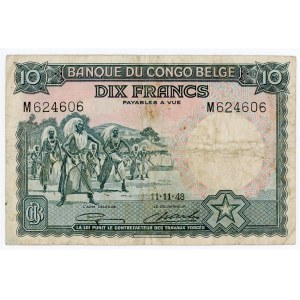 Belgian Congo 10 Francs 1948