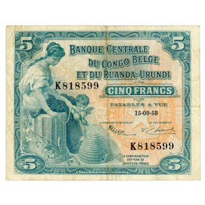 Belgian Congo 5 Francs 1953