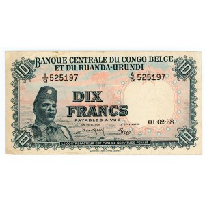Belgian Congo 10 Francs 1958