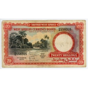 British West Africa 20 Shillings 1954