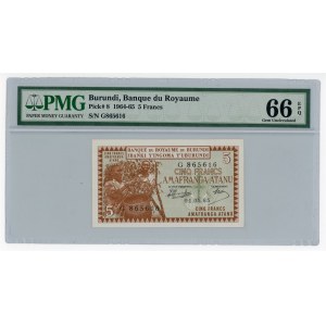 Burundi 5 Francs 1965 PMG 66 EPQ
