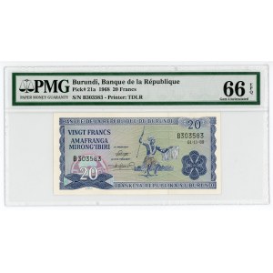 Burundi 20 Francs 1968 PMG 66 EPQ