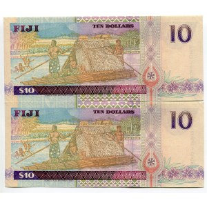 Fiji 2 x 10 Dollars 1996 (ND) Consecutive Numbers