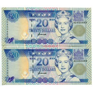 Fiji 2 x 20 Dollars 1996 (ND) Consecutive Numbers