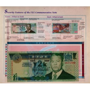 Fiji 2 Dollars 2000 in Original Folder