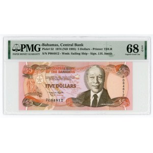 Bahamas 5 Dollars 1974 (1995) (ND) PMG 68 EPQ