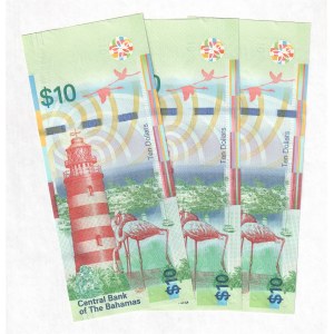 Bahamas 3 x 10 Dollars 2016