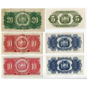 Bolivia Lot of 6 Notes 1928