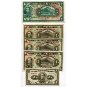 Bolivia 4 x 1 & 5 Bolivianos 1928