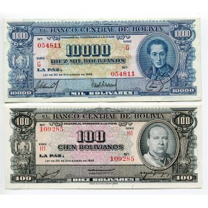 Bolivia 100 & 10000 Bolivianos 1945