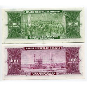 Bolivia 100 & 10000 Bolivianos 1945