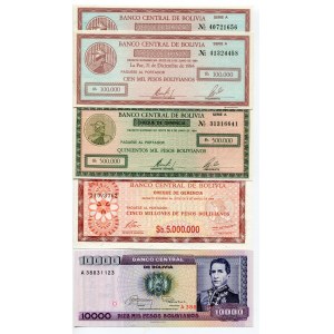 Bolivia Lot of 5 Notes 1984 - 1987