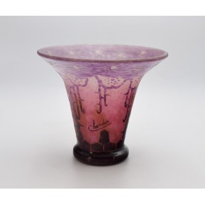 Wytwórnia LE VERRE FRANÇAIS- CHARDER -zał. CHARLES SCHNEIDER (1881-1953), Wazon fioletowo-różowy, art déco