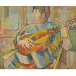 Edward KUŚNIERZ (1903-1992) , Grający na gitarze, ok. 1960