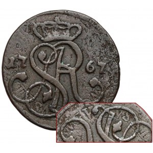 Poniatowski, FALSYFIKAT grosza z 1767-G - przebitka z grosza Augusta III