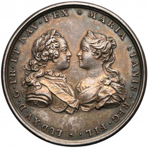 1725r. Medal zaślubinowy Ludwika XV i Marii Leszczyńskiej 