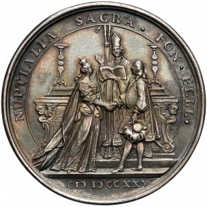 1725r. Medal zaślubinowy Ludwika XV i Marii Leszczyńskiej 