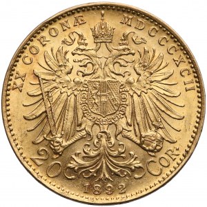 Austria, Franz Jospeh I, 20 corona 1892