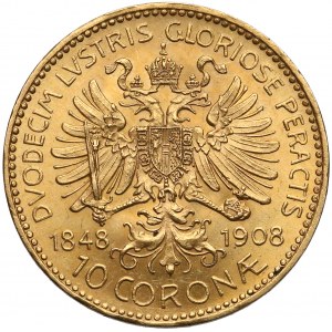 Austria, Franciszek Józef, 10 koron 1908, 60-lecie panowania