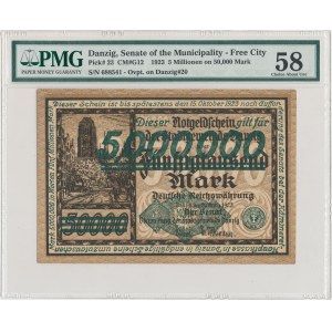 Gdańsk 5 mln mk PRZEDRUK na 50.000 mk 1923 - PMG 58