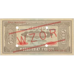 50.000 mkp 1922 - WZÓR A 1234500 6789000 - perforacja