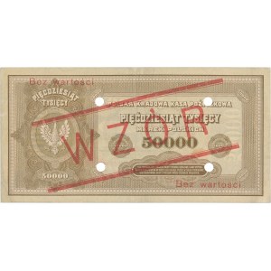 50.000 mkp 1922 - WZÓR A 1234500 6789000 - perforacja