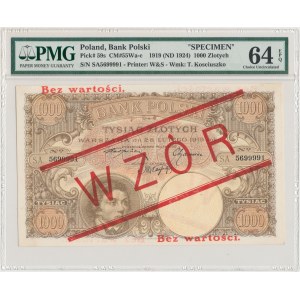 1.000 złotych 1919 - WZÓR - wysoki nadruk - PMG 64 EPQ