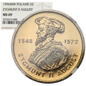 2 złote 1996 Zygmunt II August - NGC MS69