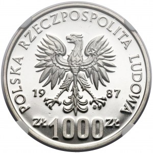 Próba SREBRO 1.000 złotych 1987 Kazimierz Wielki - NGC PF69 UC